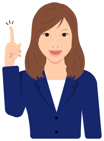 Young Asian Business Woman Vector Illustration Upper Body Waist Idea — Stock Vector