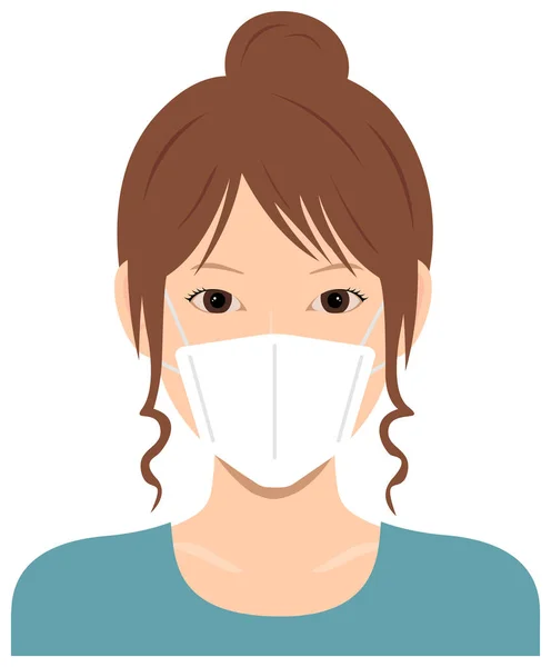 亚洲年轻女子 上半身 戴着口罩病媒图解 头孢病毒 流感花粉热等 — 图库矢量图片