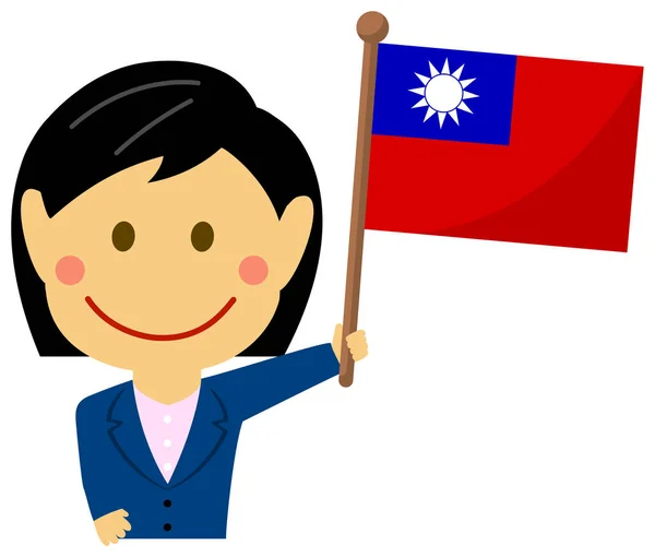 台湾の漫画ビジネス女性 平面ベクトル図 — ストックベクタ