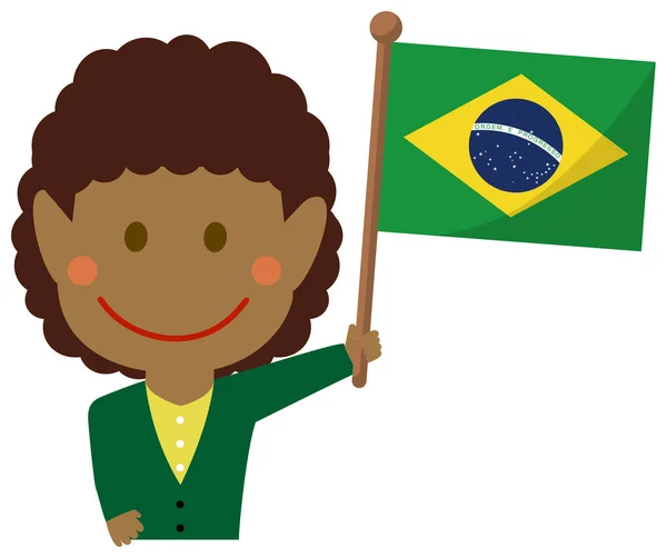 Mulher Negócios Dos Desenhos Animados Com Bandeiras Nacionais Brasil Ilustração —  Vetores de Stock