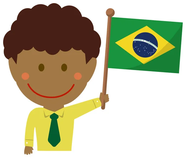 Cartoon Επιχειρηματίας Εθνικές Σημαίες Βραζιλία Επίπεδη Διανυσματική Απεικόνιση — Διανυσματικό Αρχείο