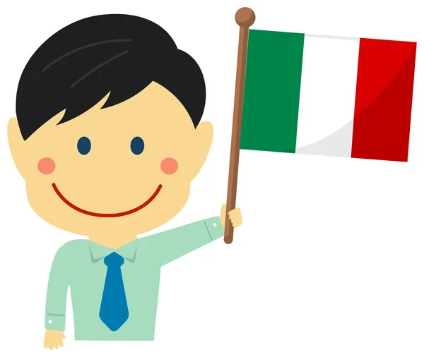 Cartoon Business Man National Flags Italy Plochá Vektorová Ilustrace — Stockový vektor
