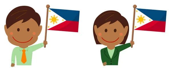 Persona Negocios Dibujos Animados Con Banderas Nacionales Filipinas Ilustración Vectorial — Vector de stock