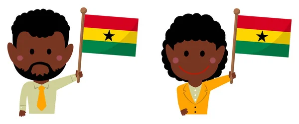Desenhos Animados Pessoa Negócios Várias Raças Com Bandeiras Nacionais Gana — Vetor de Stock