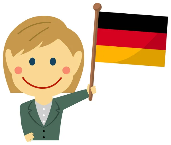 Cartoon Business Woman National Flags Germany Плоская Векторная Иллюстрация — стоковый вектор