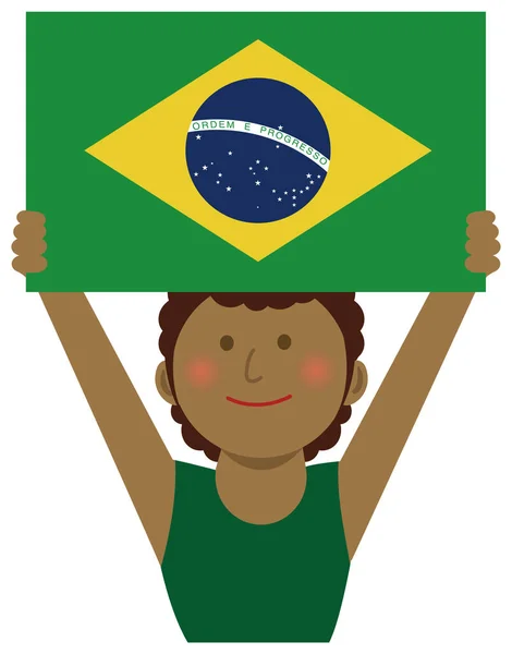 Γελοιογραφία Γυναίκα Εθνικές Σημαίες Βραζιλία Άνω Μέρος Του Σώματος Επίπεδη — Διανυσματικό Αρχείο