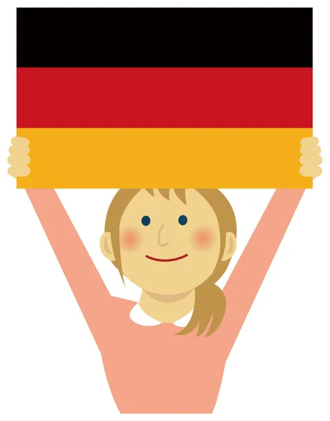 Cartoon Woman National Flags Germany Upper Body Flat Vector Illustration — Stock Vector