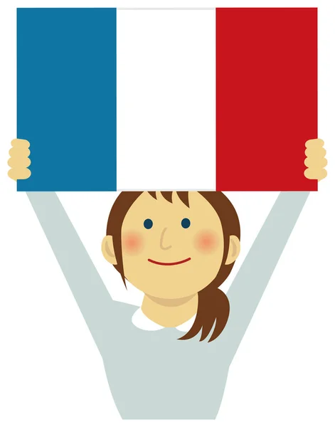 Kobieta Kreskówek Flagi Narodowe Francja Górna Część Ciała Ilustracja Wektora — Wektor stockowy