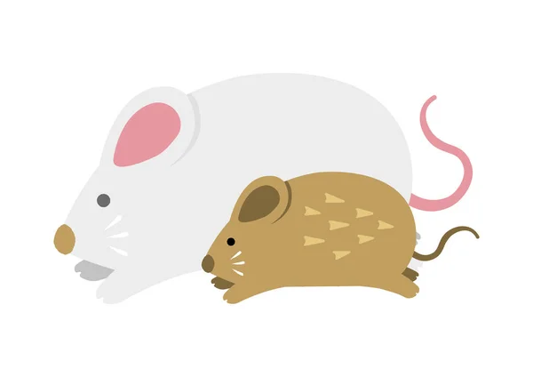 Εκτέλεση Mouses Γονέας Και Παιδί Εικονογράφηση Για Νέο Έτος Ευχετήρια — Διανυσματικό Αρχείο