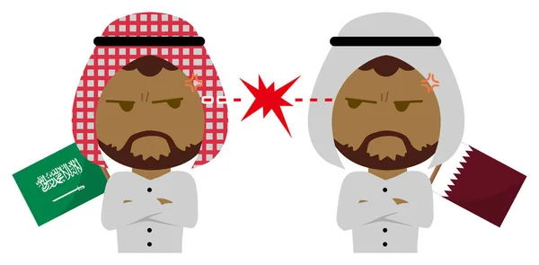 Politisk Konflikt Mellan Nationer Vektor Platt Illustration Hane Överkropp Saudiarabiska — Stock vektor