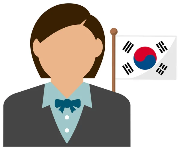 Ansiktslös Affärskvinna Med Nationella Flaggor Sydkorea Platt Vektor Illustration — Stock vektor