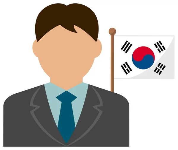 Biznesmen Bez Twarzy Flagami Narodowymi Korea Południowa Ilustracja Wektora Płaskiego — Wektor stockowy