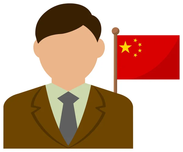 中国を持つ顔のないビジネスマン 平面ベクトル図 — ストックベクタ