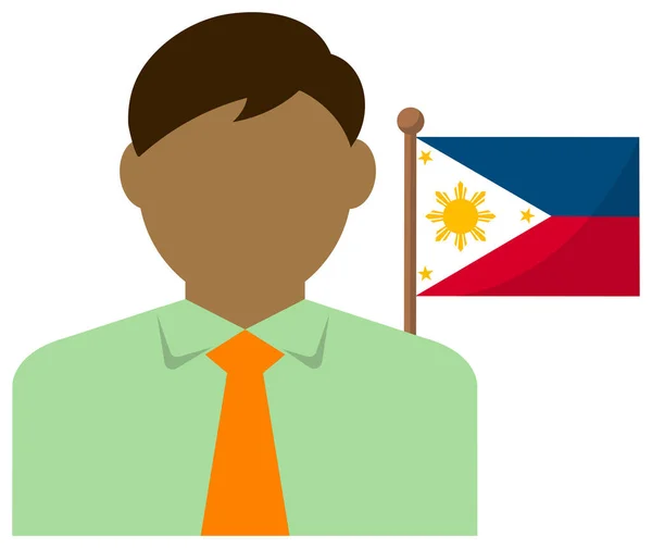 Homem Negócios Sem Rosto Com Bandeiras Nacionais Filipinas Ilustração Vetorial — Vetor de Stock
