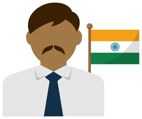 Pengusaha Tanpa Wajah Dengan Bendera Nasional India Ilustrasi Vektor Datar - Stok Vektor