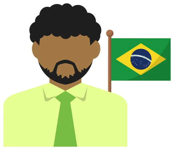 Πρόσωπο Επιχειρηματίας Εθνικές Σημαίες Βραζιλία Επίπεδη Διανυσματική Απεικόνιση — Διανυσματικό Αρχείο