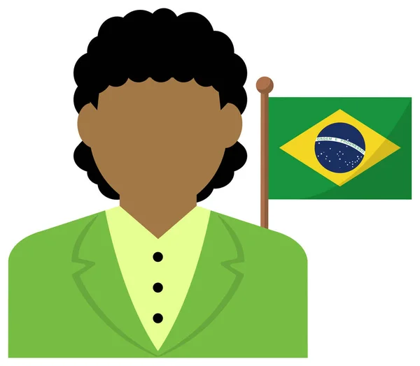 Ανέκφραστη Επιχειρηματίας Εθνικές Σημαίες Βραζιλία Επίπεδη Διανυσματική Απεικόνιση — Διανυσματικό Αρχείο