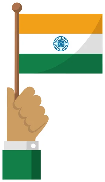 Segurando Bandeira Nacional Mão Ilustração Vetorial Plana Índia —  Vetores de Stock