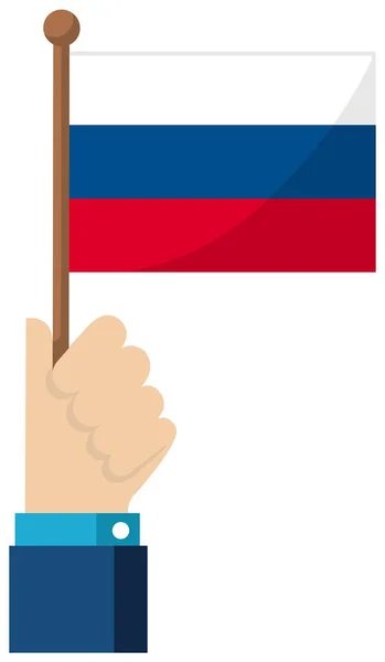 Holding National Flag Hand Flat Vector Illustration Russia — Stock Vector