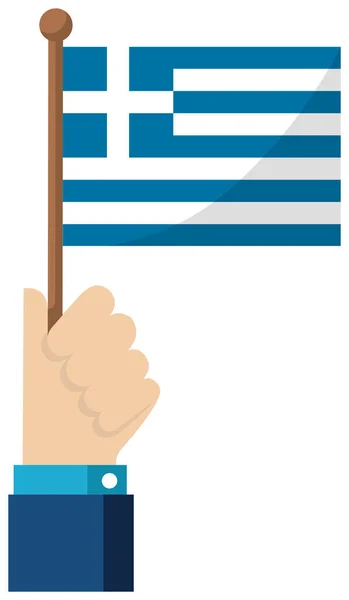 Mantener Bandera Nacional Mano Ilustración Vectorial Plana Grecia — Archivo Imágenes Vectoriales