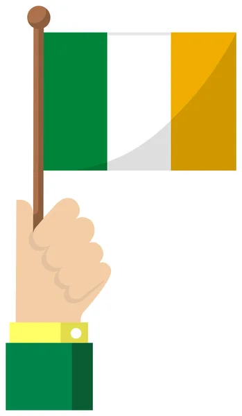 Držet Národní Vlajku Ruce Ploché Vektorové Ilustrace Irsko — Stockový vektor