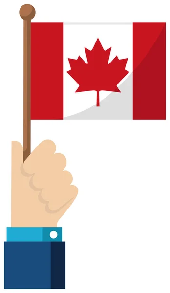 Mantener Bandera Nacional Mano Ilustración Vectores Planos Canadá — Archivo Imágenes Vectoriales