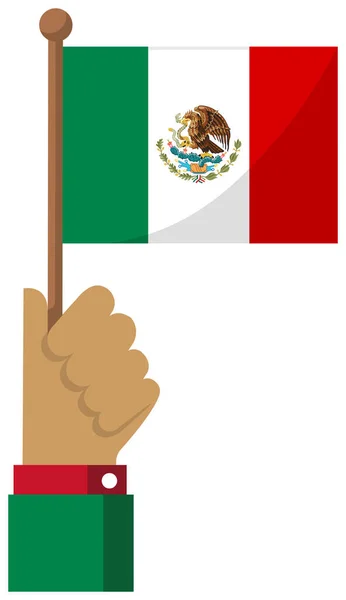 Mit Der Nationalflagge Der Hand Flache Vektorabbildung Mexiko — Stockvektor
