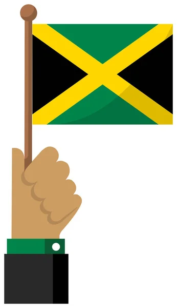 Hålla Den Nationella Flaggan Handen Platt Vektor Illustration Jamaica — Stock vektor