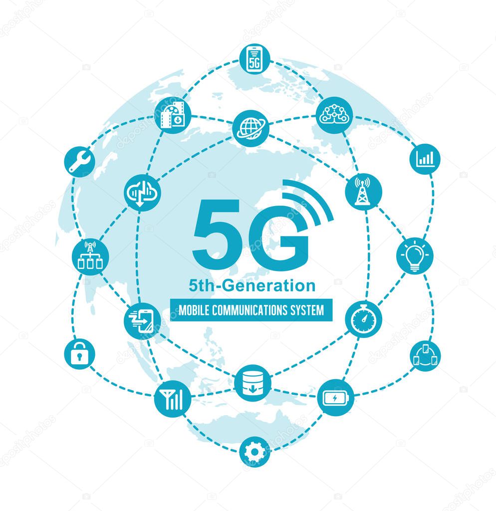 5G (5th-generation high-speed mobile communication system) flat vector illustration