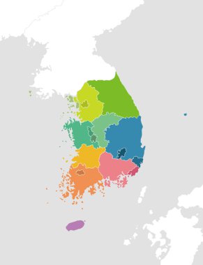 Güney Kore idari bölümleri harita / metin yok