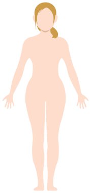 Yüzsüz çıplak kadın / çıplak vücut, siluet, şekil vektörü çizimi / Kafkasyalı (amerikan, avrupalı vb..)