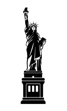 Özgürlük Heykeli - ABD, New York / dünyaca ünlü binalar tek renkli vektör çizimi.
