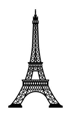 Eyfel Kulesi - Fransa, Paris / Dünyaca ünlü binalar tek renkli vektör illüstrasyonu.