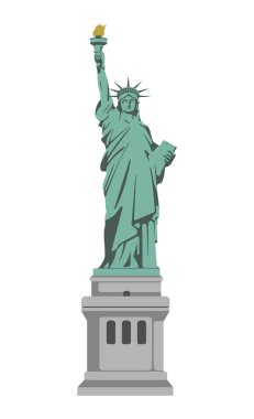 Özgürlük Heykeli - ABD, New York / dünyaca ünlü binalar vektör illüstrasyonu.