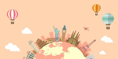 Seyahat zamanı (tatil, gezi) pankart vektör illüstrasyonuName