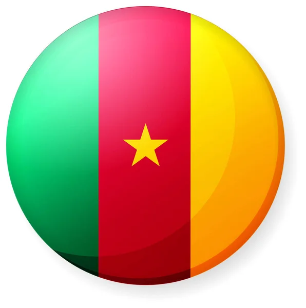 Ilustração Circular Ícone Bandeira País Crachá Botão Camarões — Vetor de Stock