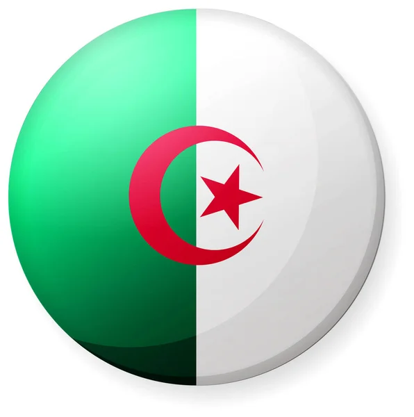 Illustrazione Dell Icona Circolare Della Bandiera Nazionale Badge Bottoni Algeria — Vettoriale Stock