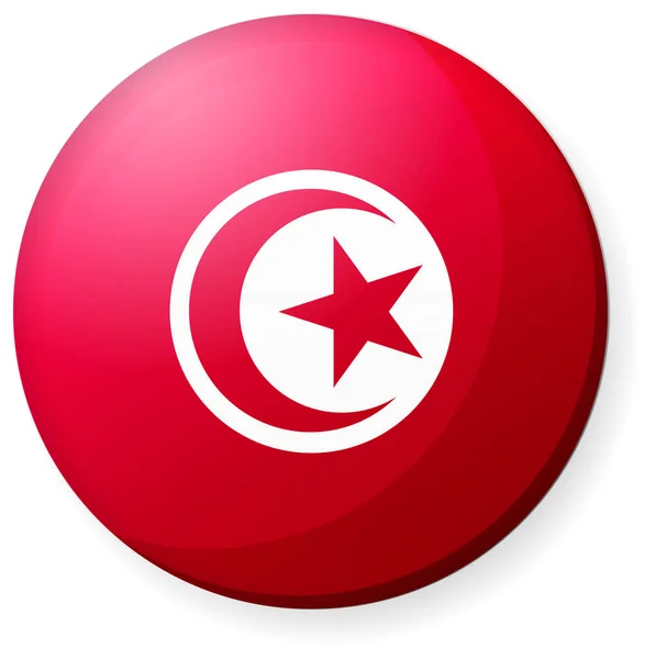 Ilustrasi Ikon Bendera Negara Melingkar Lencana Tombol Tunisia - Stok Vektor