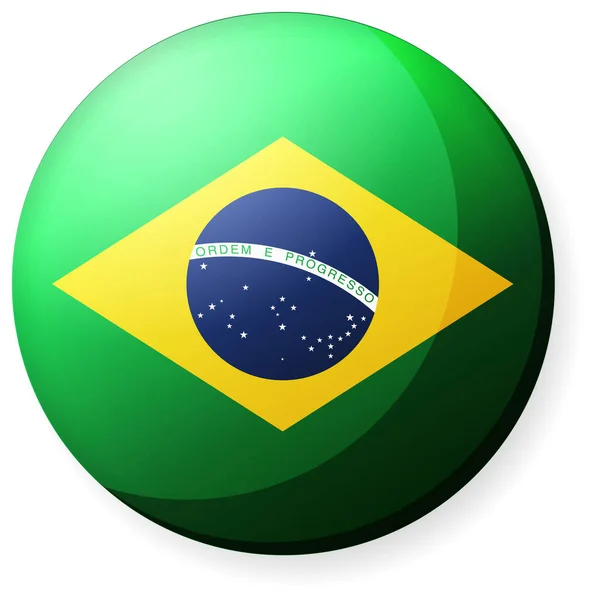 Ilustração Circular Ícone Bandeira País Crachá Botão Brasil — Vetor de Stock