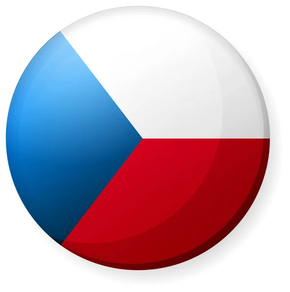 円国旗アイコンイラスト ボタンバッジ チェコ共和国 — ストックベクタ
