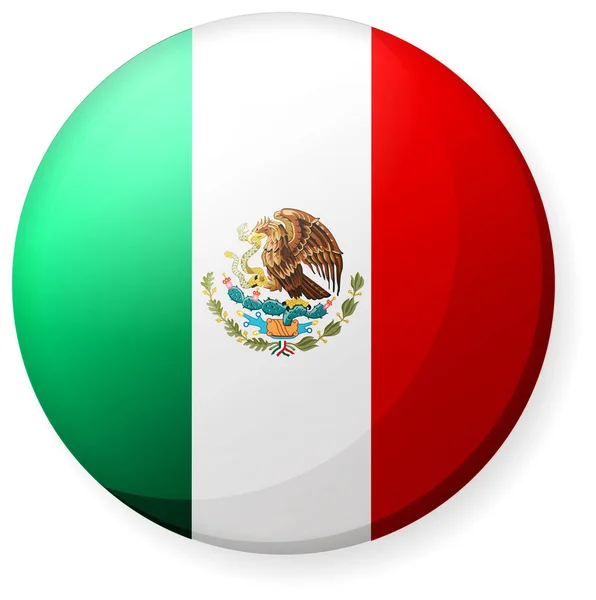 Cirkulär Land Flagga Ikon Illustration Knapp Bricka Mexiko — Stock vektor
