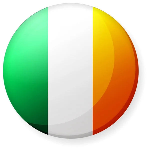 Ikona Kruhové Vlajky Země Odznak Tlačítka Irsko — Stockový vektor