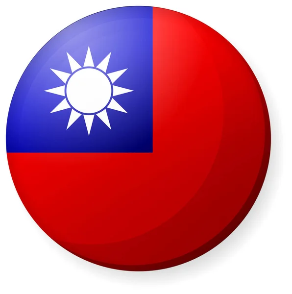 Dairesel Ülke Bayrağı Illüstrasyonu Düğme Rozeti Tayvan — Stok Vektör