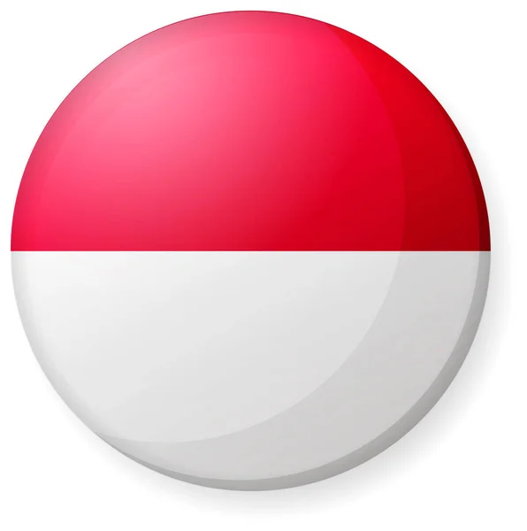 Ikona Kruhové Vlajky Země Odznak Tlačítka Indonésie — Stockový vektor