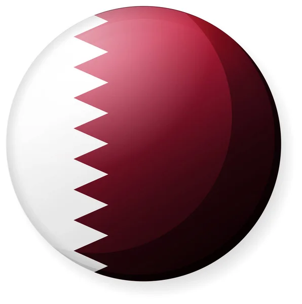 Cirkulär Land Flagga Ikon Illustration Knapp Bricka Qatar — Stock vektor