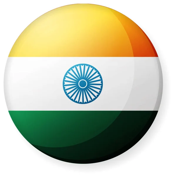 Ilustração Circular Ícone Bandeira País Crachá Botão Índia —  Vetores de Stock