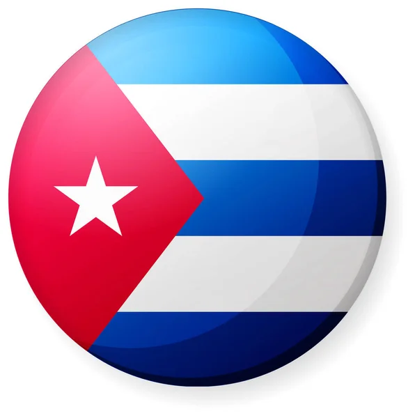 Ilustração Circular Ícone Bandeira País Crachá Botão Cuba — Vetor de Stock