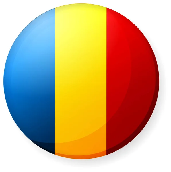 Illustrazione Dell Icona Della Bandiera Nazionale Circolare Badge Bottoni Romania — Vettoriale Stock