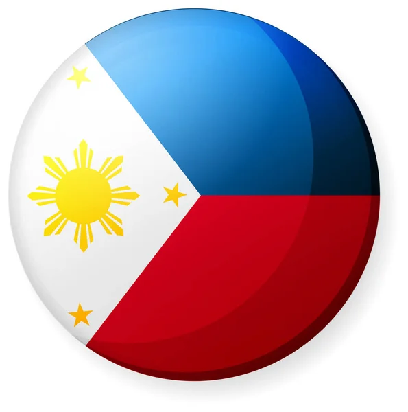 Ilustración Icono Bandera País Circular Insignia Del Botón Filipinas — Vector de stock