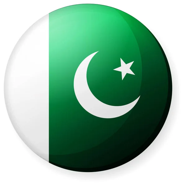 Cirkulär Land Flagga Ikon Illustration Knapp Emblem Pakistan — Stock vektor